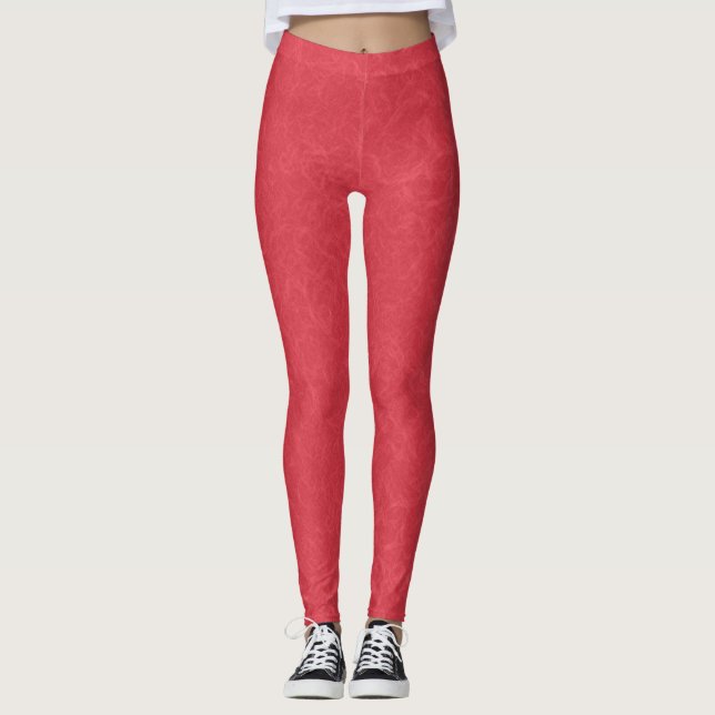 Red textured surface with subtle swirling pattern leggings (Front)