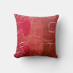 Red Textures, A Gel Print Abstract Cushion