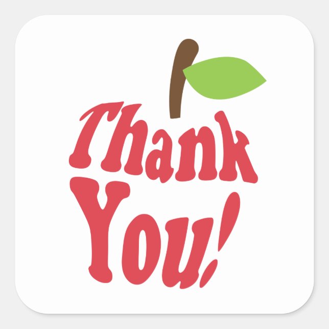 Red Thank You Apple Appreciation Square Sticker (Front)