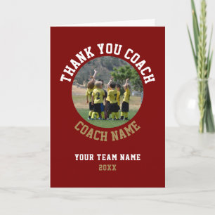 Red Thank you Coach Card Team Name Photo