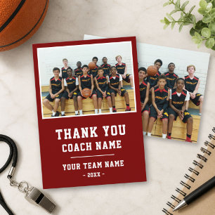 Red Thank you Coach Card Team Name Photo