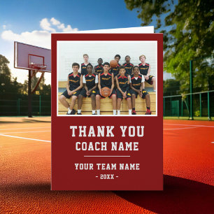 Red Thank you Coach Card Team Name Photo