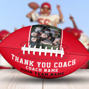 Red Thank you Coach Team Name and Team Photo American Football