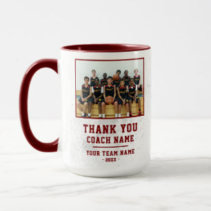 Red Thank you Coach Team Name Photo Mug