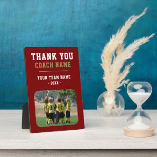 Red Thank you Coach Team Name Photo Plaque