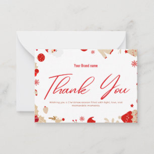 Red Thank you Holiday bulk business card