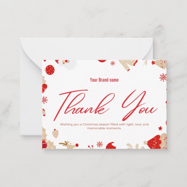 Red Thank you Holiday bulk business card (Front)