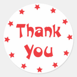 Red Thank You Star Pattern Sticker / Seal