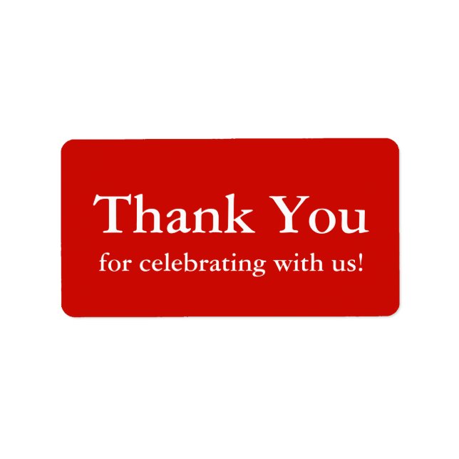 Red Thank You Stickers or Wedding Gift Labels (Front)