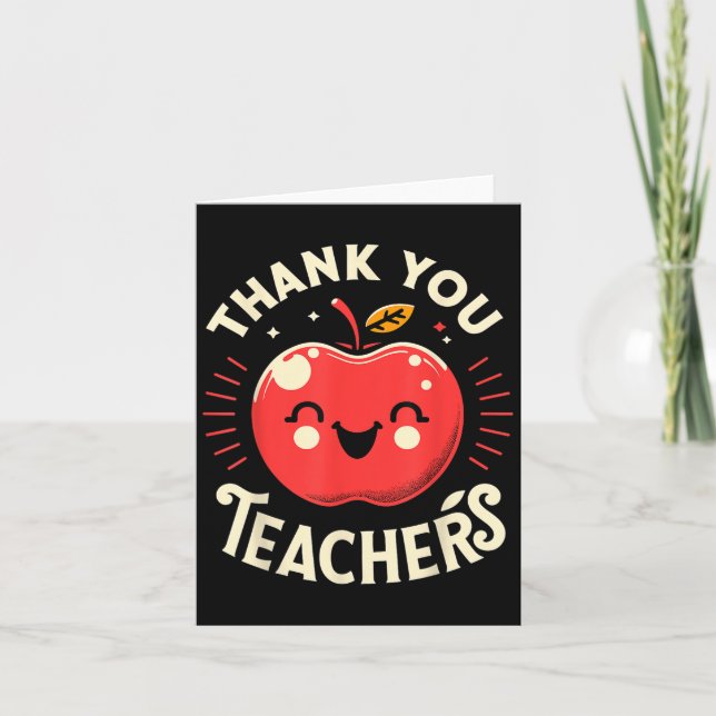 Red Thank You Teachers Motivational Appreciation F Card (Front)