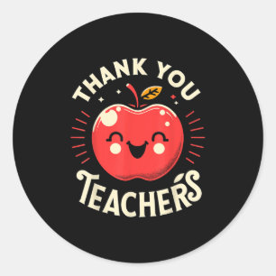 Red Thank You Teachers Motivational Appreciation F Classic Round Sticker