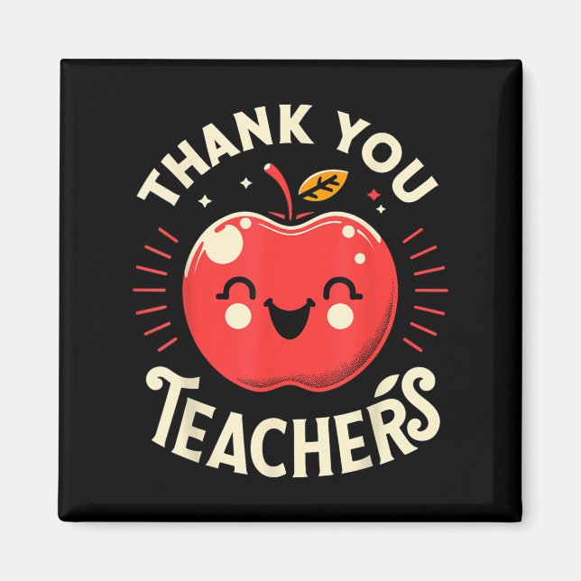 Red Thank You Teachers Motivational Appreciation F Magnet (Front)