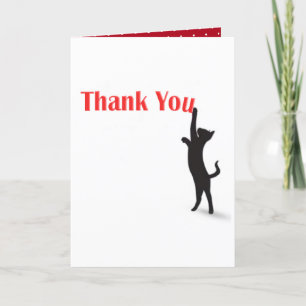 red Thank You with black cat Card
