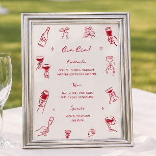 Red Thats Amore Bridal Shower Cin Cin Bar Poster