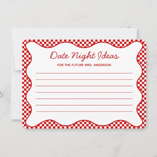 Red That's Amore Bridal Shower Date Night Ideas Card (Front)