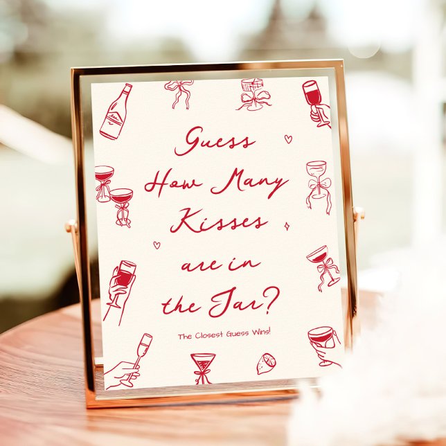 Red Thats Amore Bridal Shower Guess How Many Kisse Poster (Creator Uploaded)