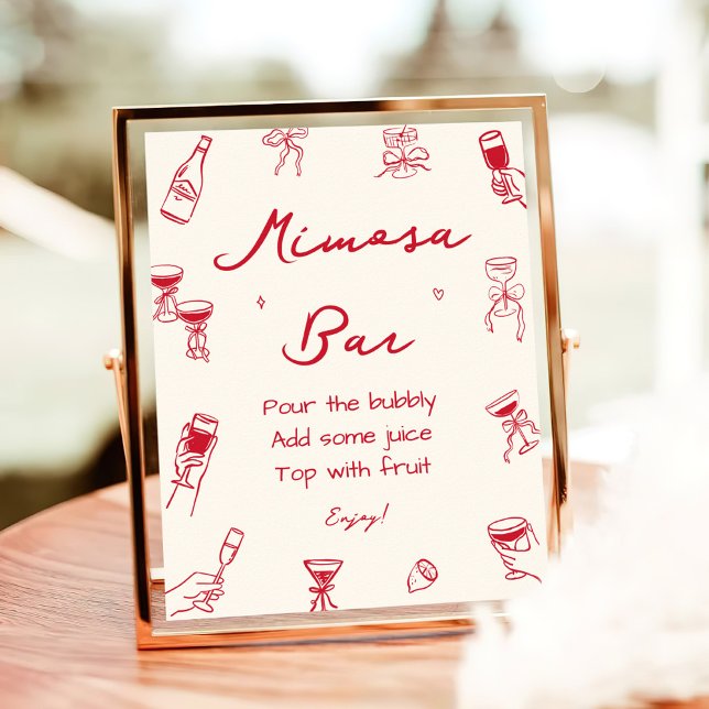 Red Thats Amore Bridal Shower Mimosa Bar Poster (Creator Uploaded)