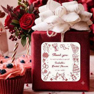 Red That's Amore Elegant Italian Bridal Shower Square Sticker