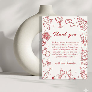 Red That's Amore Elegant Italian Bridal Shower Thank You Card