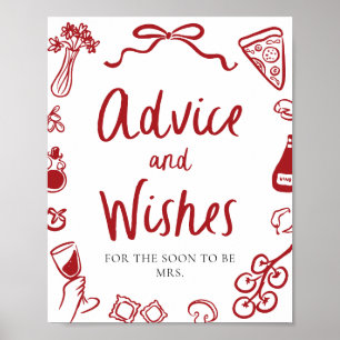 Red That's Amore Italian Pizza Advice and Wishes Poster