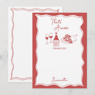 Red That's Amore Italian Pizza Wine Bridal Shower Thank You Card
