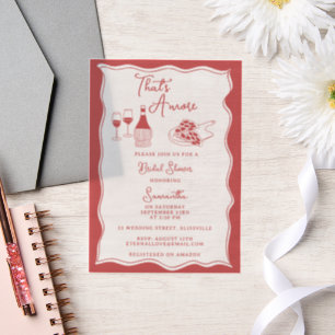 Red That's Amore Italian Pizza Wine Bridal Shower Vellum Invitations