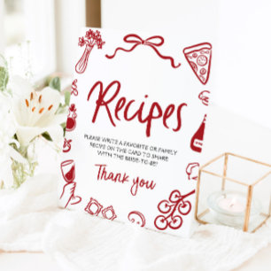 Red That's Amore Whimsical Italian Recipes Shower Pedestal Sign