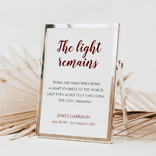 Red The Light Remains Quote Memorial Service Poste Poster