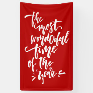 Red The Most Wonderful Time of the Year Lettering Banner