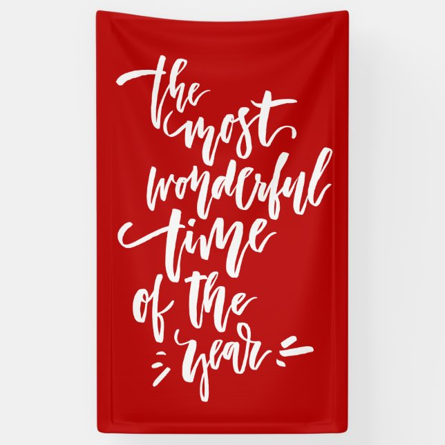 Red The Most Wonderful Time of the Year Lettering Banner (Vertical)