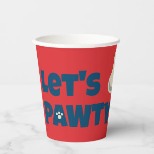 Red Theme Puppy Pawty Birthday Paper Cups
