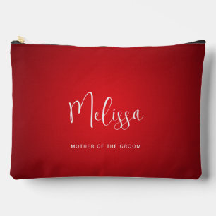 Red Theme Wedding Mother of The Groom Custom Name Accessory Pouch