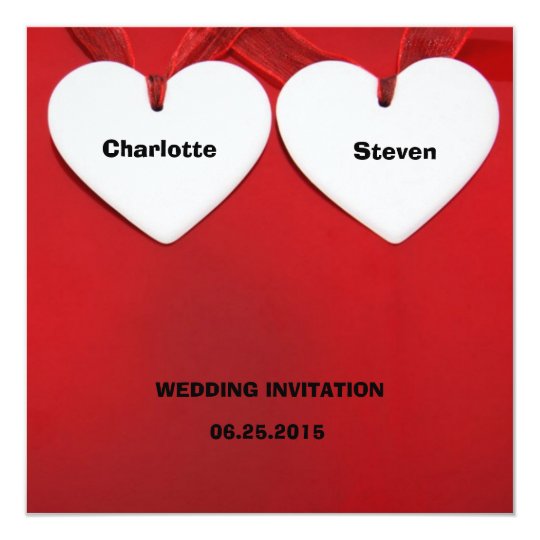 Red-Themed Whimsical Hearts Wedding-Related Event Card