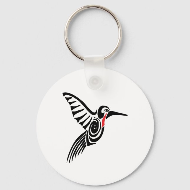 red thoarted hummingbird key ring (Front)