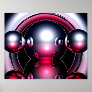 Red Three D Computer work poster