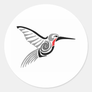red throat-ed grey hummingbird classic round sticker
