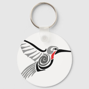 red throat-ed grey hummingbird key ring