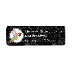 Red Throated Hummingbird Return Address Label