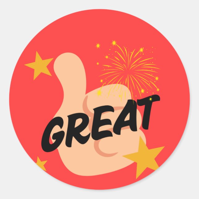 Red Thumbs up cute teacher reward Classic Round Sticker (Front)