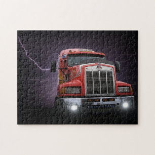 Red Thunder KW Big Rig 18 Wheeler Jigsaw Puzzle
