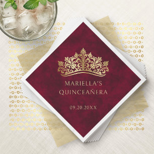 Red Tiara Crown Elegant Quinceanera Napkin