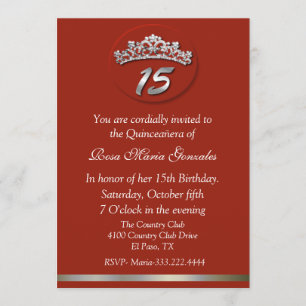 Red Tiara Quinceañera Invitation