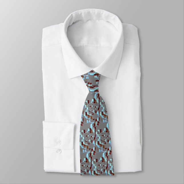 "Red Tide" Geometric Art Tie (Tied)