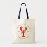 Red Tide | Lobster Bake/Boil Tote Bag<br><div class="desc">Personalized Lobster themed tote bags for your next Lobster Bake Party or seafood event.  It features a watercolor styled illustration of a lobster. Surrounding this are spots for your unique event information.</div>
