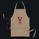 Red Tide Lobster | Chef Name Standard Apron<br><div class="desc">Personalized Lobster themed aprons for your next Lobster Bake Party or seafood event.  
It features a watercolor styled illustration of a crimson lobster and a spot for the chef name.</div>