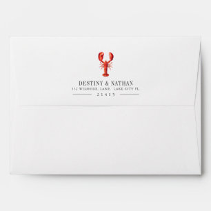Red Tide   Lobster Themed   Pre-addressed Wedding Envelope