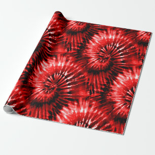 Red Tie Dye Psychedelic Starburst Retro Wrapping Paper