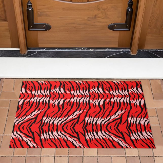 Red Tiger Animal Skin Pattern Design  Doormat (Creator Uploaded)