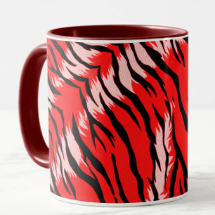 Red Tiger Animal Skin Pattern Design  Mug