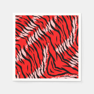 Red Tiger Animal Skin Pattern Design Napkin